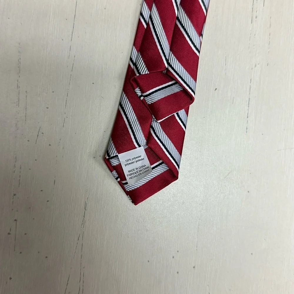 Youth Boys Red Striped Snap On Tie